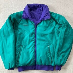 Columbia Reversible Jacket Mens Medium Teal Purple Vintage Radial Sleeve Zip Up